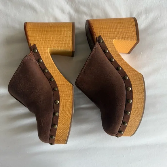 Vintage Y2K Leather Chunky Mules / Clogs - Picture 4 of 7
